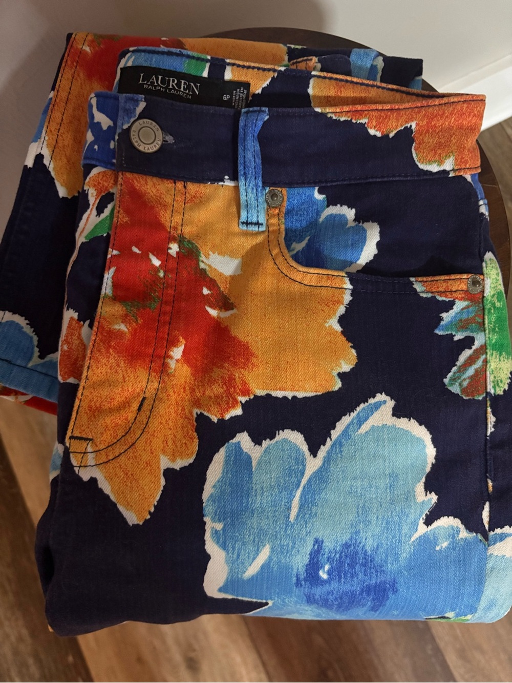 Ralph Lauren Navy Floral High-Rise Jeans great condition !